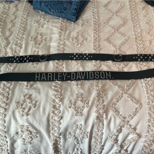 Two Harley-Davidson Black Belts with Silver Accents